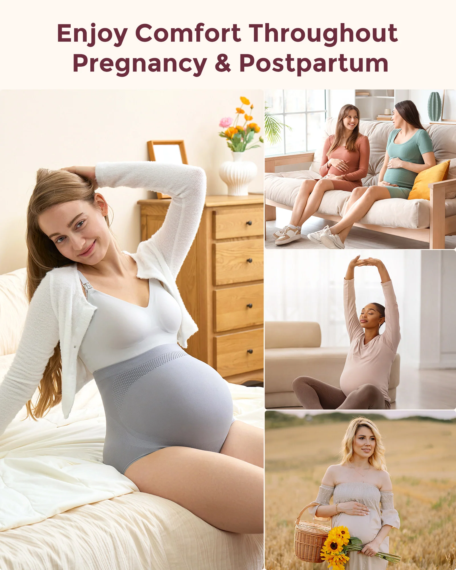 Braguitas de embarazo de cintura alta sin costuras - Pack de 3 - Image 18