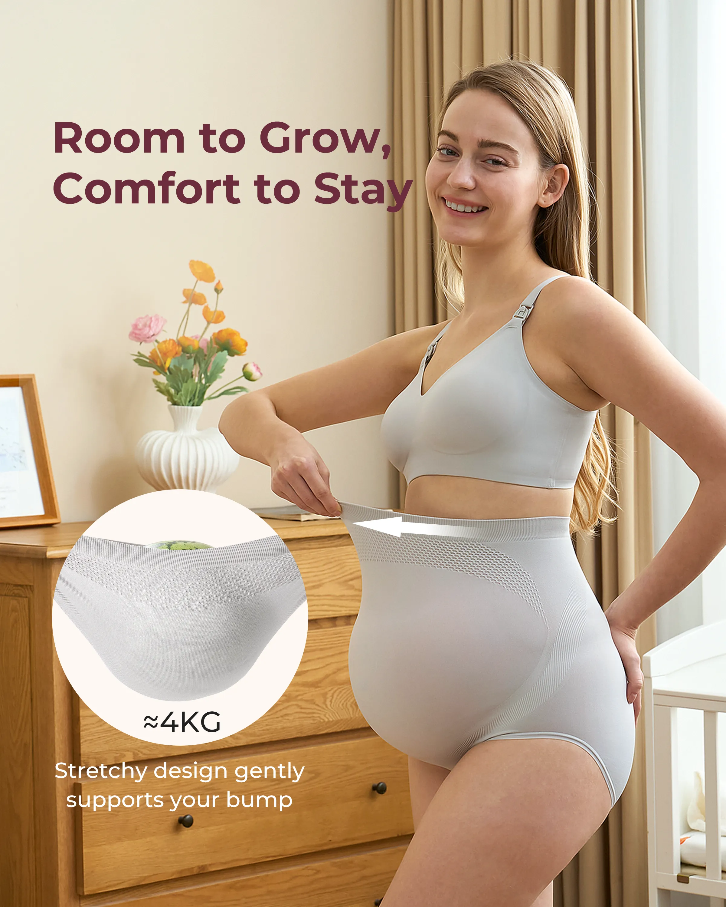 Braguitas de embarazo de cintura alta sin costuras - Pack de 3 - Image 29