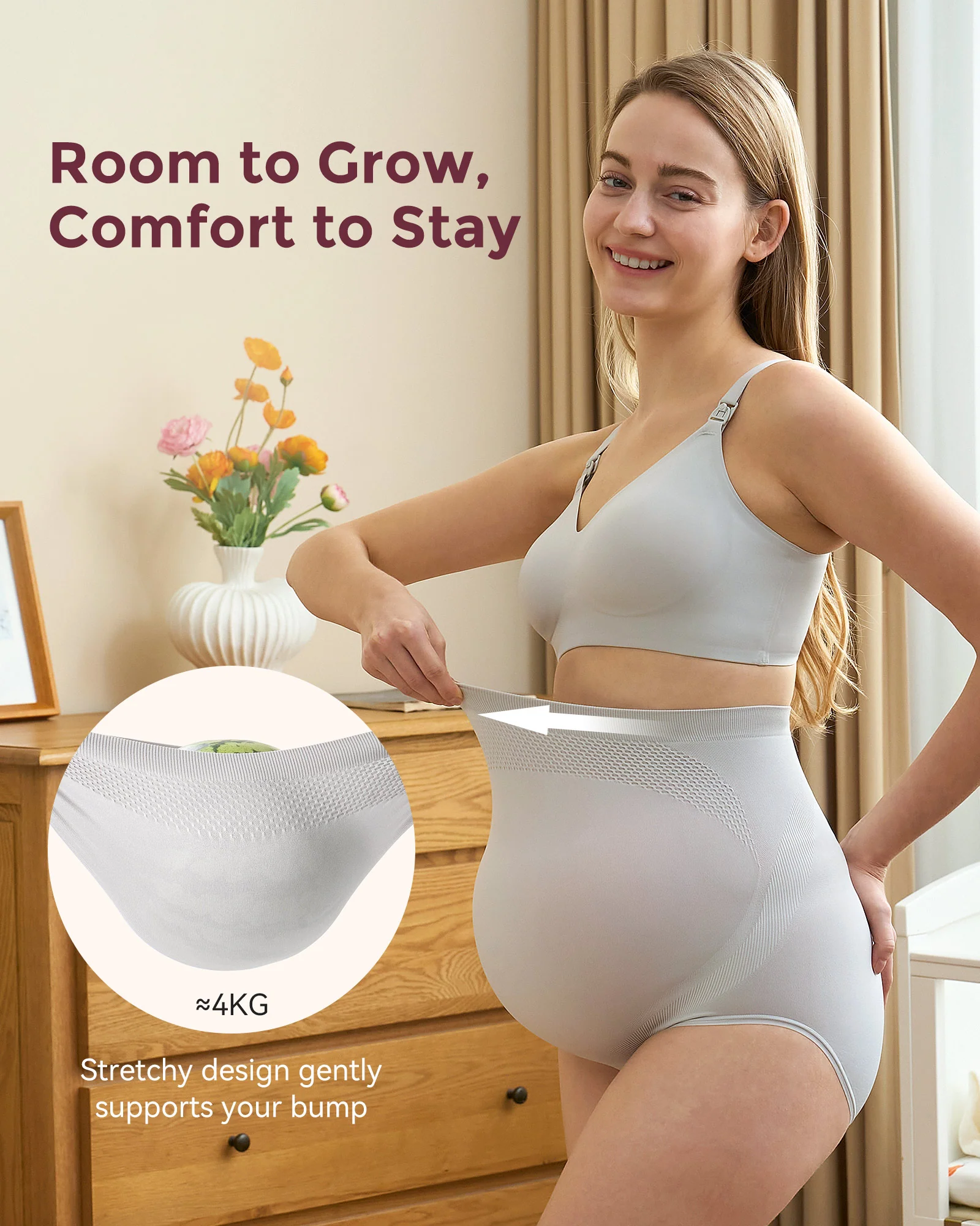 Braguitas de embarazo de cintura alta sin costuras - Pack de 3 - Image 7