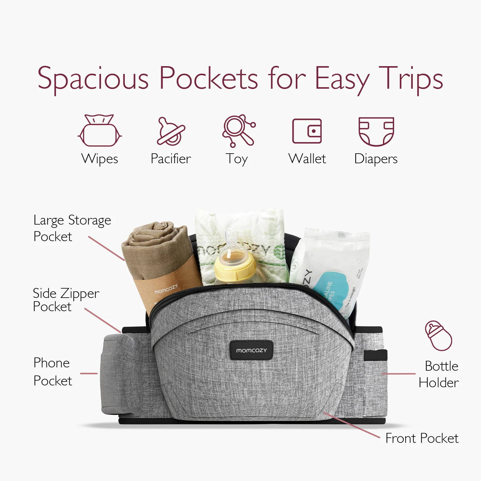 Portabebés Momcozy Wander360 con asiento en la cadera - Image 14