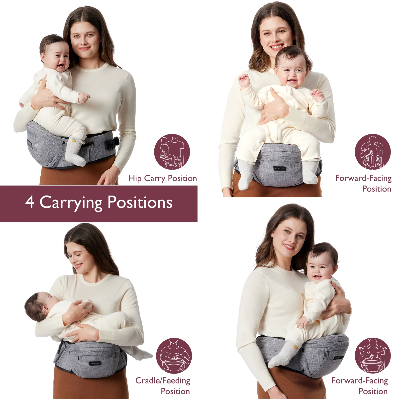 Portabebés Momcozy Wander360 con asiento en la cadera - Image 16