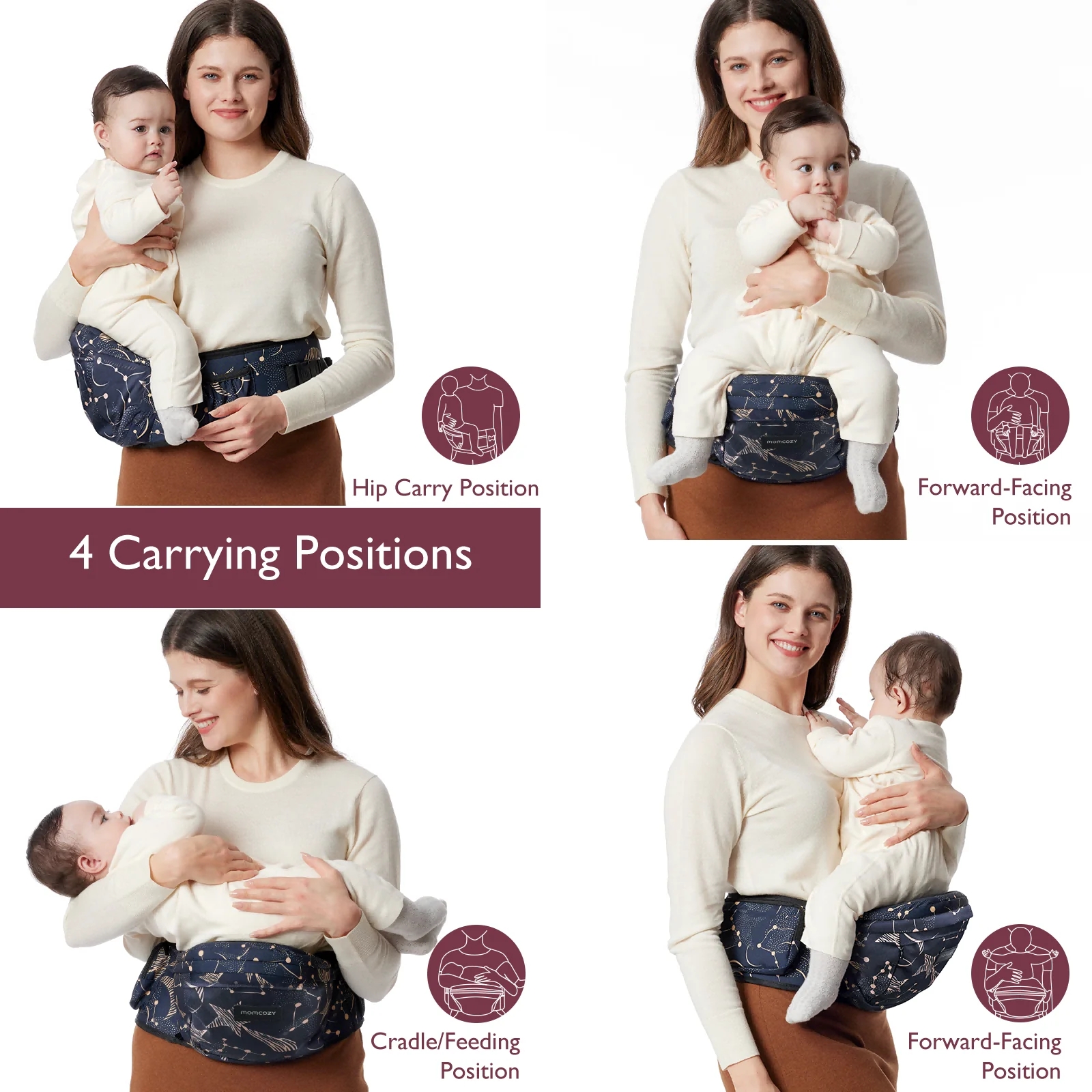 Portabebés Momcozy Wander360 con asiento en la cadera - Image 30