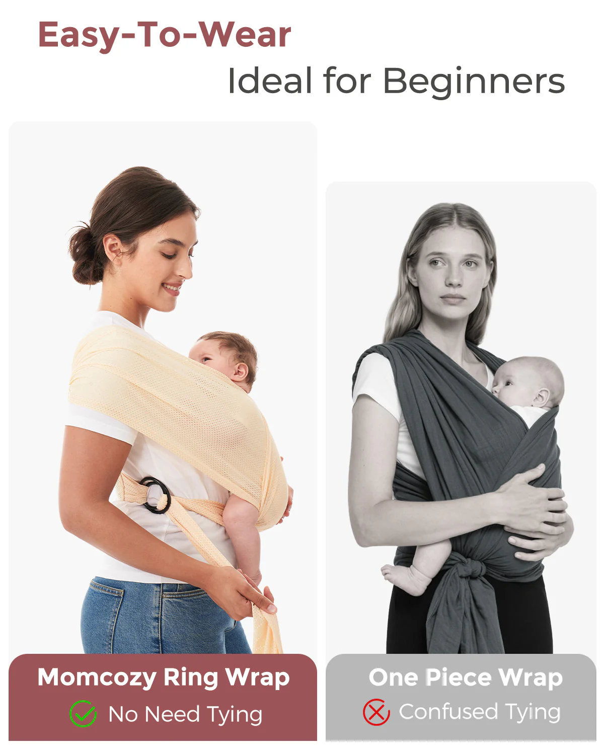 Portabebés envolvente Momcozy SnapLite de malla refrescante - Image 29