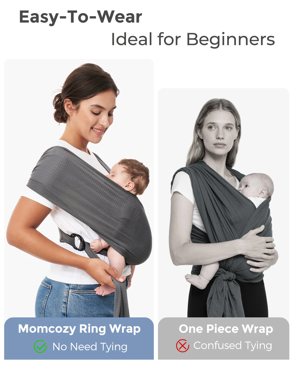 Portabebés envolvente Momcozy SnapLite de malla refrescante - Image 42