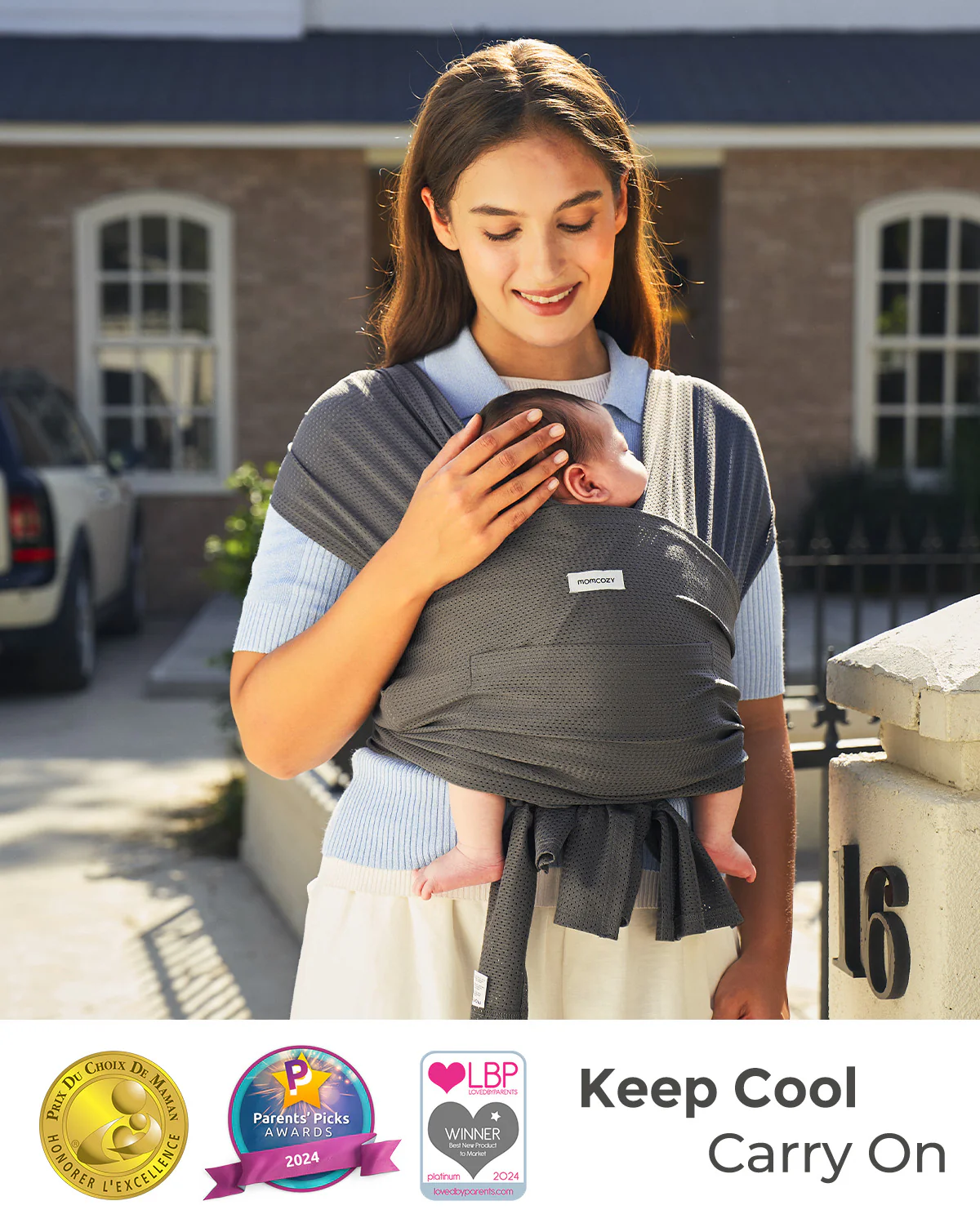 Portabebés envolvente Momcozy SnapLite de malla refrescante - Image 44