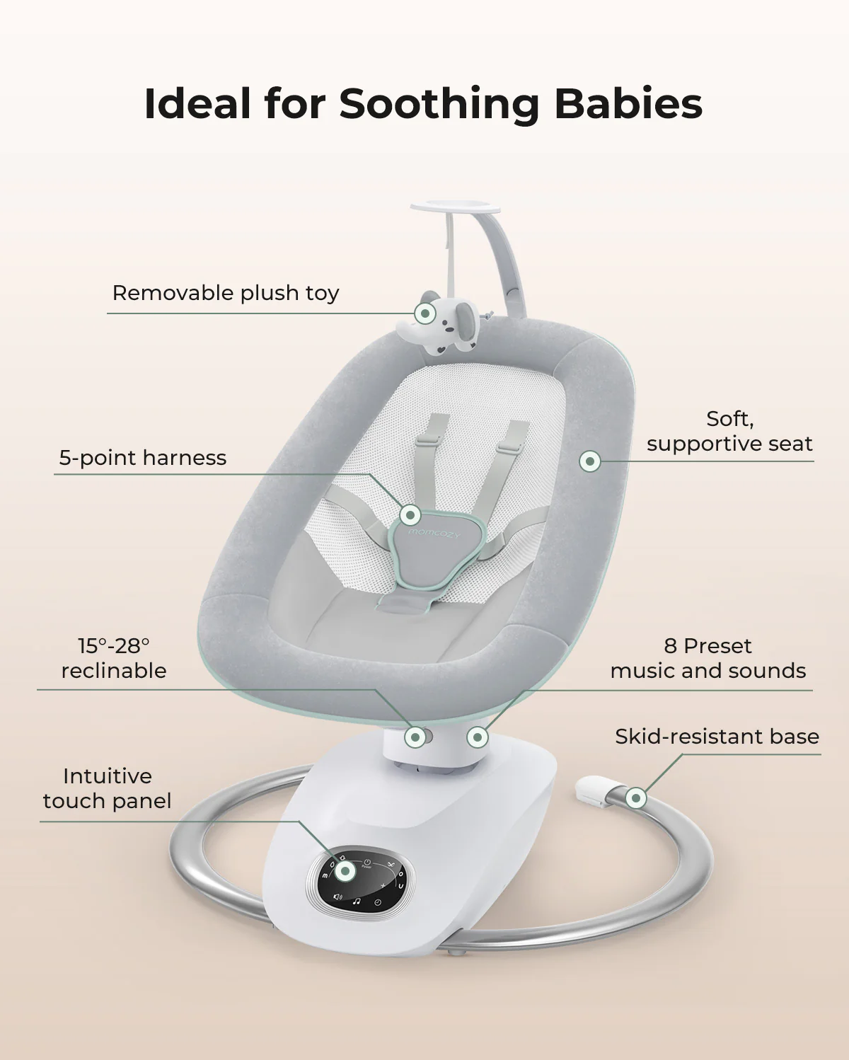 Momcozy CocoSway Columpio Eléctrico para Bebé con Movimiento 3D - Image 8