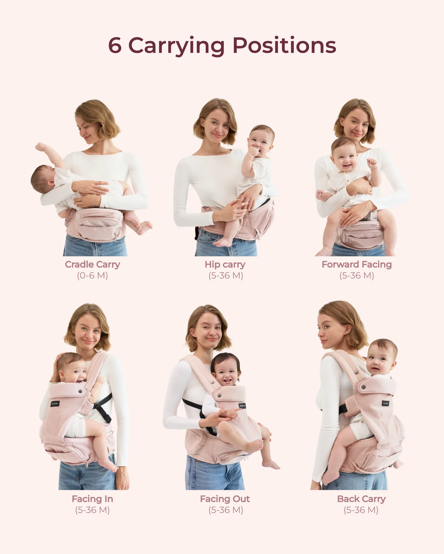 Portabebés Momcozy Move2Fit con asiento ergonómico - Image 16