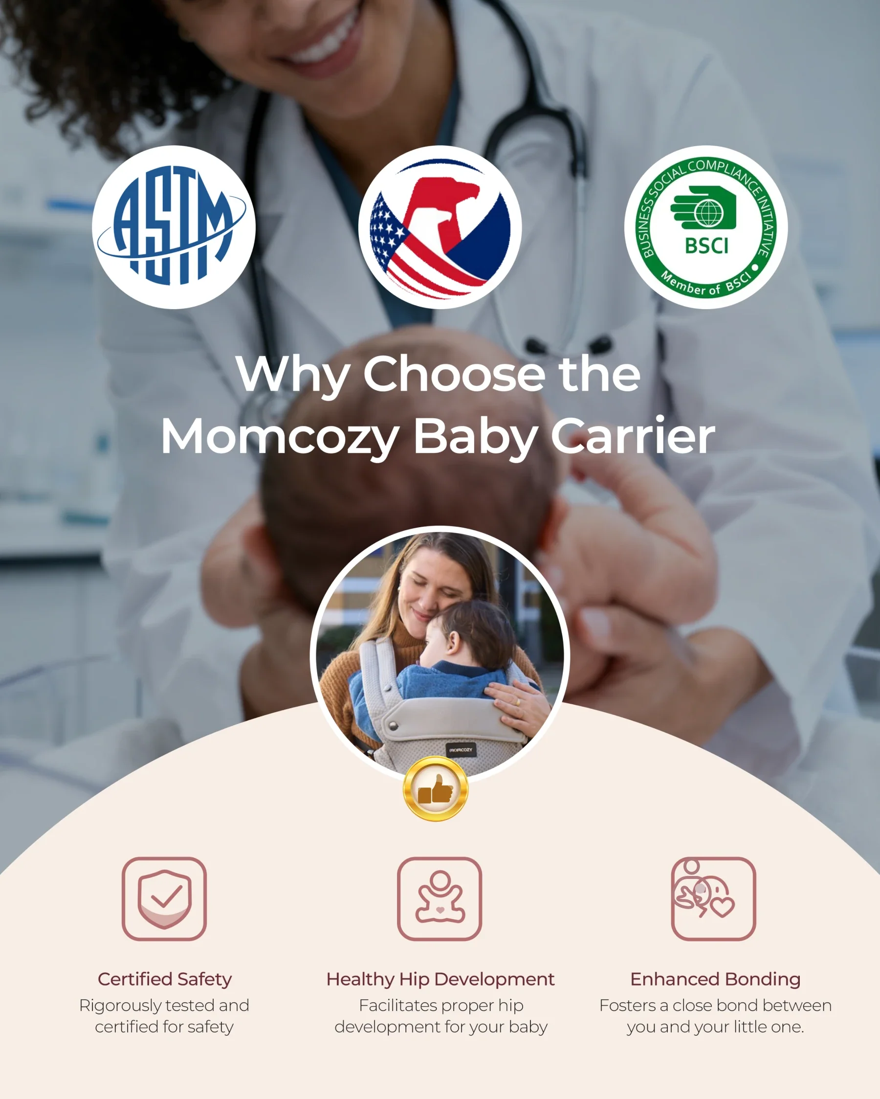 Portabebés Momcozy Move2Fit con asiento ergonómico - Image 21