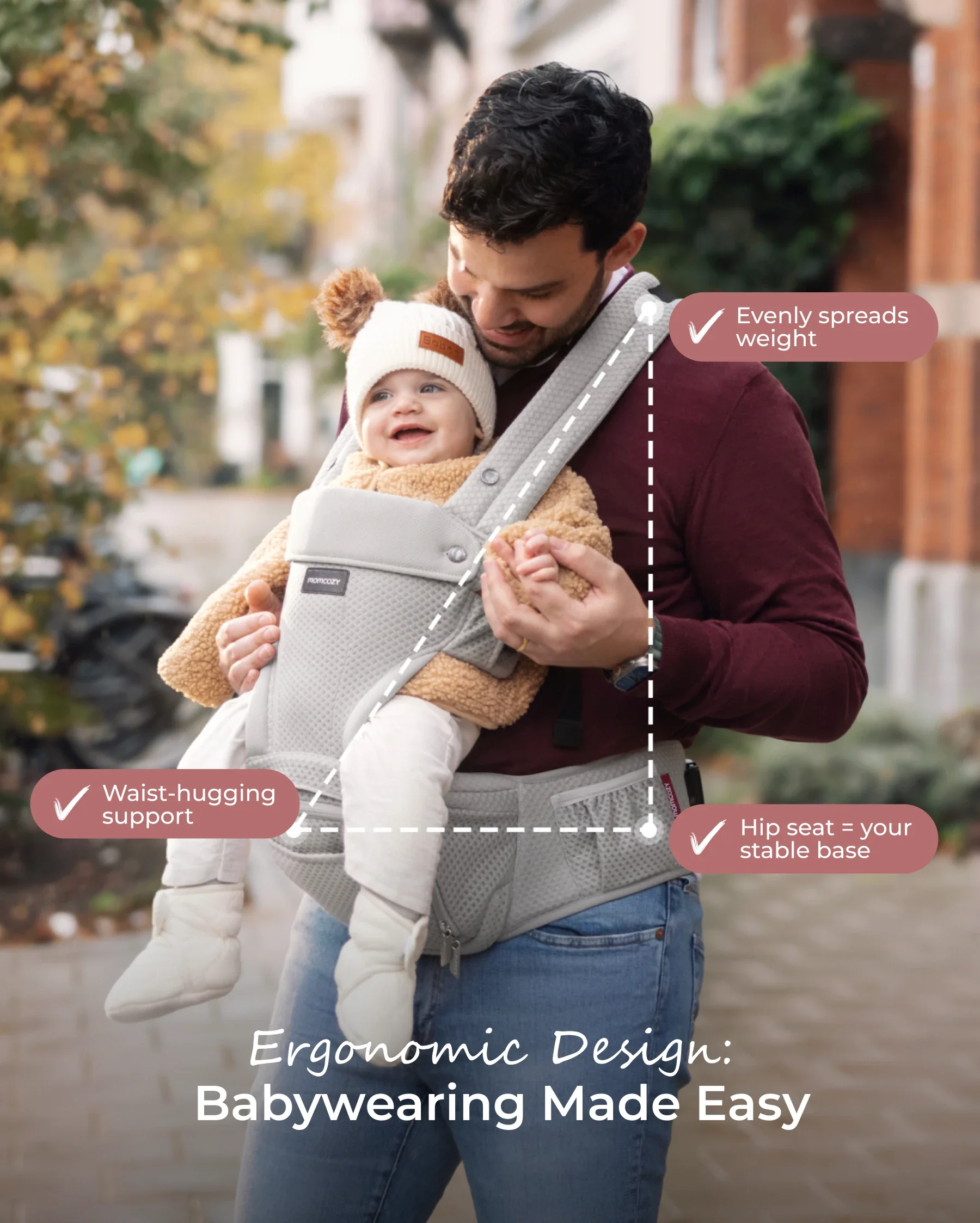 Portabebés Momcozy Move2Fit con asiento ergonómico - Image 22
