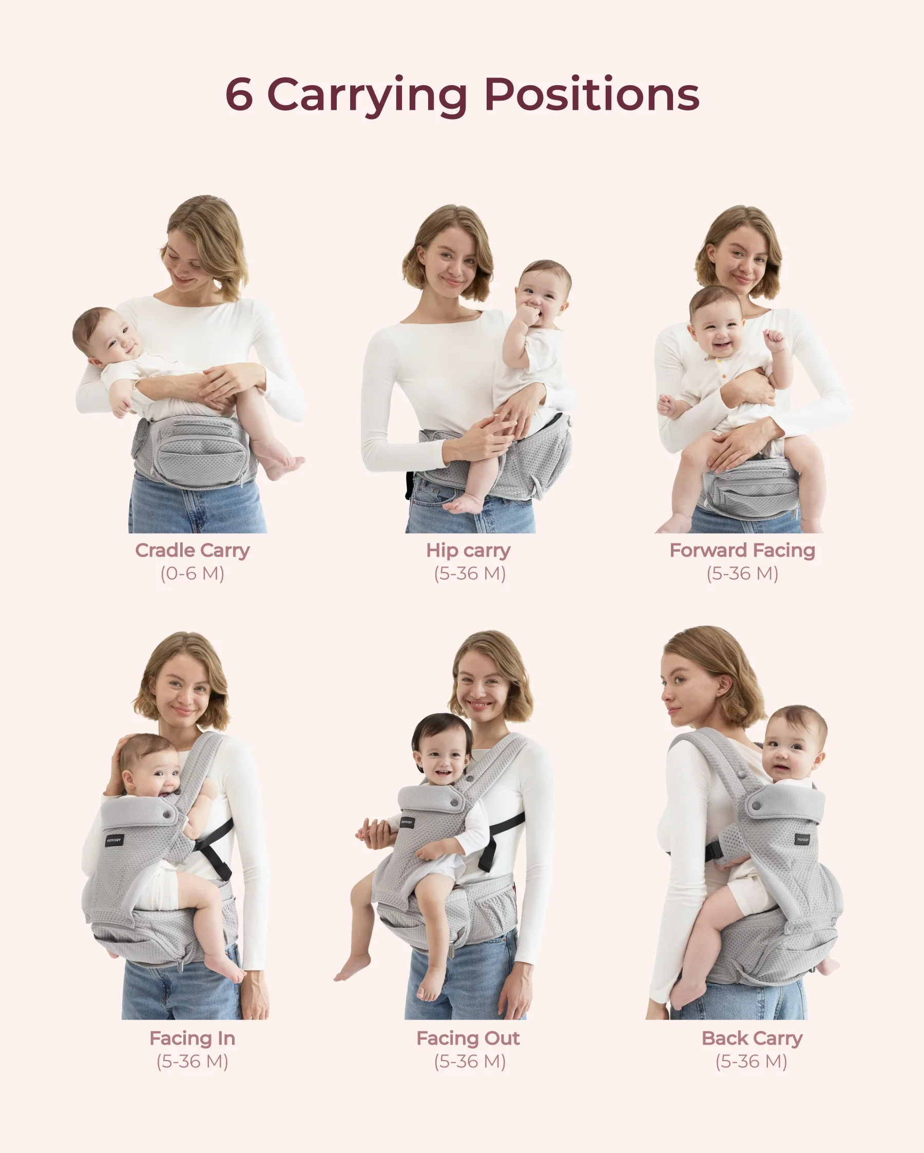 Portabebés Momcozy Move2Fit con asiento ergonómico - Image 24