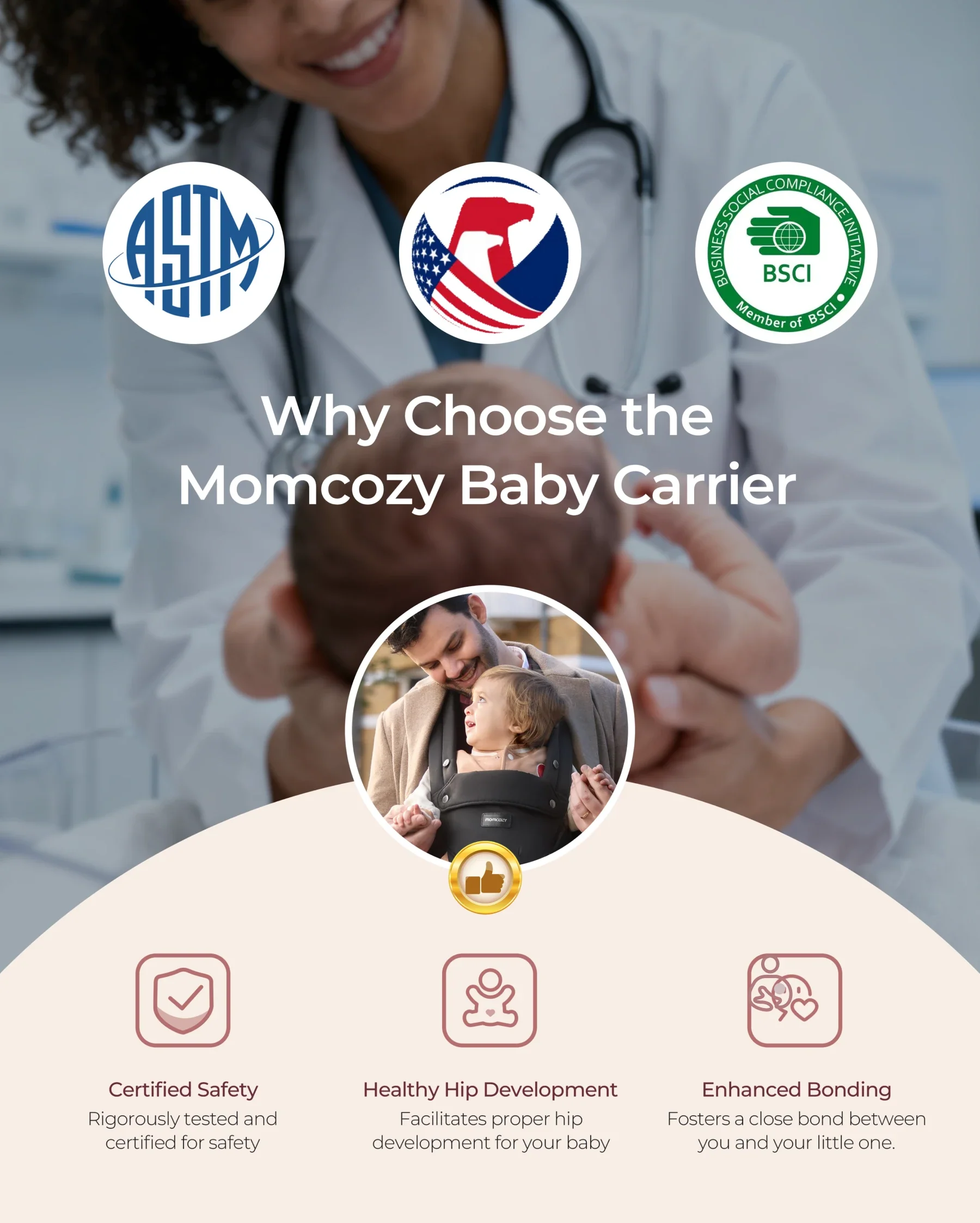 Portabebés Momcozy Move2Fit con asiento ergonómico - Image 9